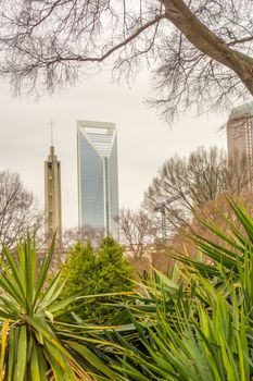 overcast clouds over charlotte city  skyline