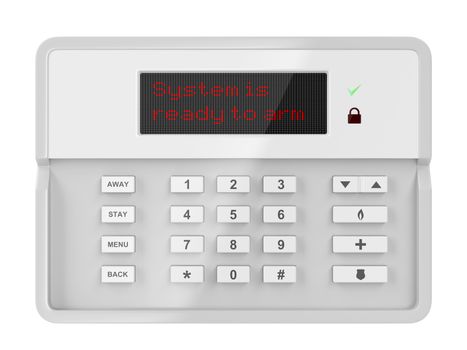 Alarm control panel isolated on white background