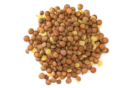 Lentils isolated on white background