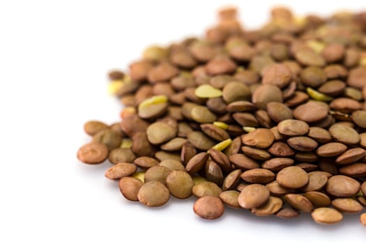 Lentils isolated on white background