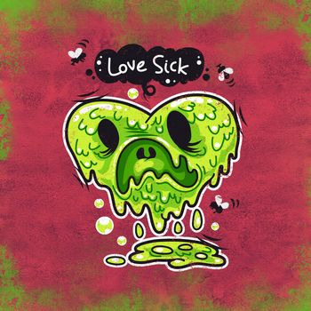 Cartoon Love Sick Monster for Humor Valentine's Day Design or T-Shirt Print