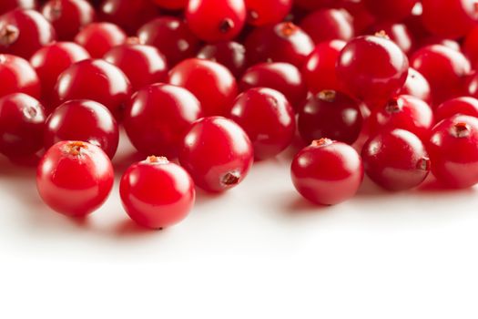 Fresh cranberries on white background