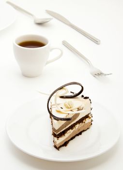 Breakfast: slice of souffle cake on plate