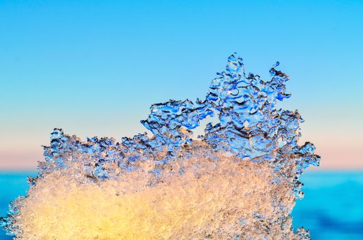 Abstraction of frozen water on the seashore