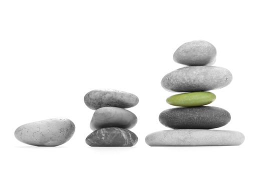 Monochrome sea stones (the different form) on a white background.