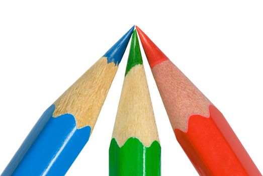 Three sharp color pencils (on a white background).