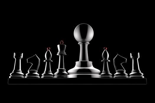 Chess pieces on a black background