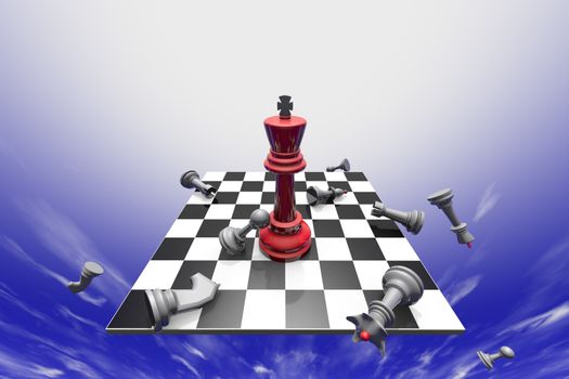 The dramatic art of chess composition. Fantastic sky. 3D-image. 