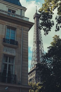 The famous Eiffel Tower in Paris, France.
