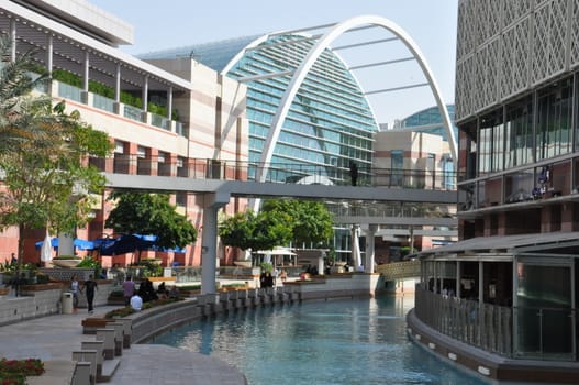 Festival Centre Waterfront in Dubai, UAE. Dubai Festival City is the Middle East's largest mixed-use development.