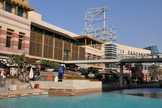 Festival Centre Waterfront in Dubai, UAE. Dubai Festival City is the Middle East's largest mixed-use development.