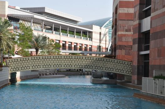 Festival Centre Waterfront in Dubai, UAE. Dubai Festival City is the Middle East's largest mixed-use development.