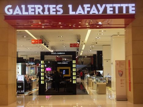 Galeries Lafayette at Dubai Mall in Dubai, UAE. The mall is the worlds largest shopping mall based on total area and 6th largest by gross leasable area.