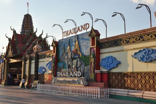 Thailand pavilion at Global Village in Dubai, UAE. It is claimed to be the world's largest tourism, leisure and entertainment project.