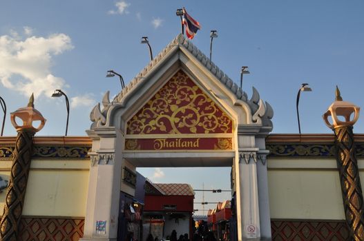 Thailand pavilion at Global Village in Dubai, UAE. It is claimed to be the world's largest tourism, leisure and entertainment project.