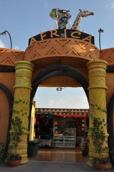 Africa pavilion at Global Village in Dubai, UAE. It is claimed to be the world's largest tourism, leisure and entertainment project.