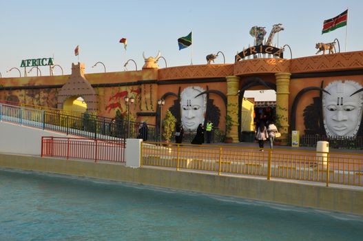 Africa pavilion at Global Village in Dubai, UAE. It is claimed to be the world's largest tourism, leisure and entertainment project.