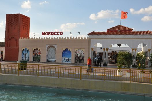 Morocco pavilion at Global Village in Dubai, UAE. It is claimed to be the world's largest tourism, leisure and entertainment project.