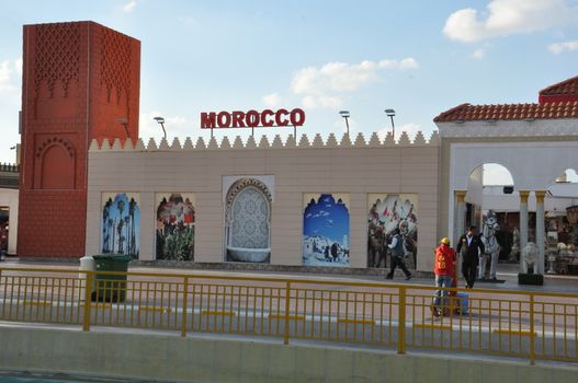 Morocco pavilion at Global Village in Dubai, UAE. It is claimed to be the world's largest tourism, leisure and entertainment project.