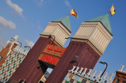 Spain pavilion at Global Village in Dubai, UAE. It is claimed to be the world's largest tourism, leisure and entertainment project.
