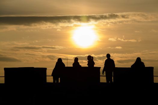 Sunset as seen from Akershus Castle in Oslo, Norway.