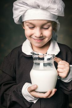 milkman boy holding milk