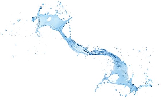 Blue water splashing isolated on white background