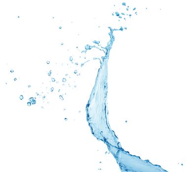 Blue water splashing isolated on white background