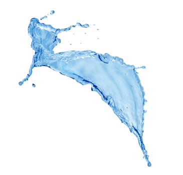 Blue water splashing isolated on white