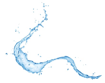 Blue water splashing isolated on white
