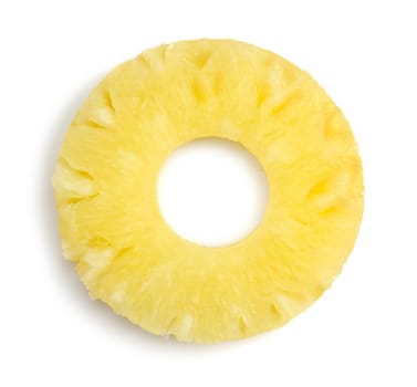Slice of pineapple isolated on white