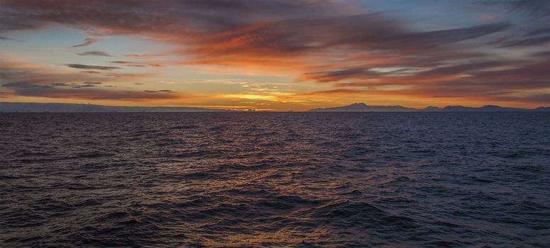 Seascape and Sunset. The Drake Passage in Antarctica.