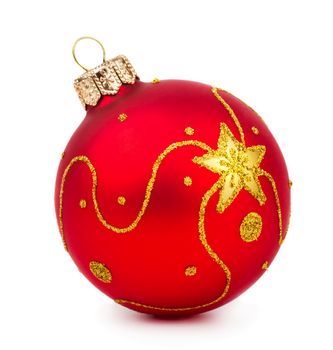 Red christmas ball isolated on white background