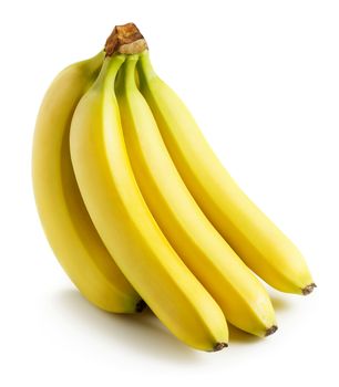 Fresh bunch of bananas isolated on white background