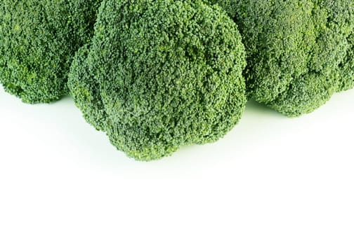 Broccolies isolated on white background with copy space