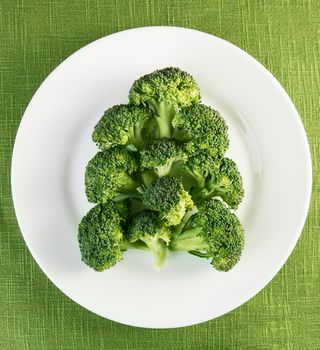 Christmas tree made from broccoli on white plate