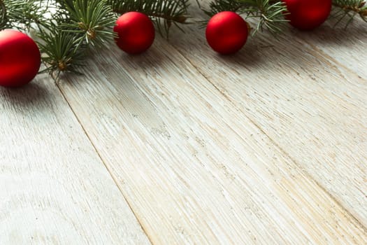 Christmas border on wooden background