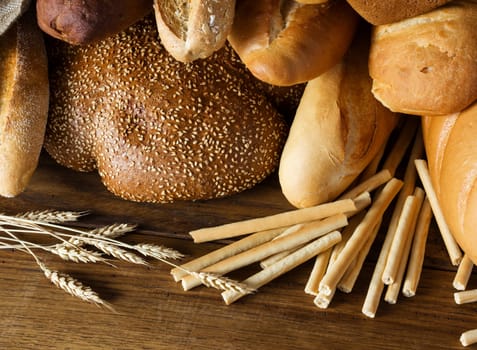 Close up view of bread assortment