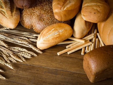 Close up view of bread assortment