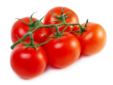 Bunch of fresh tomatoes isolated on white background