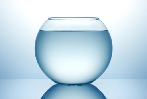 Fish bowl with blue water