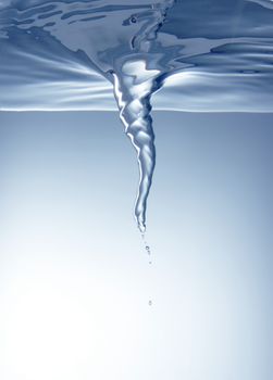 Whirlpool underwater in blue