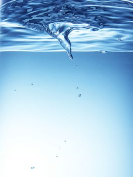 Whirlpool underwater in blue