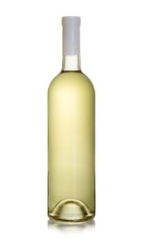 Bottle of white wine isolated on white background