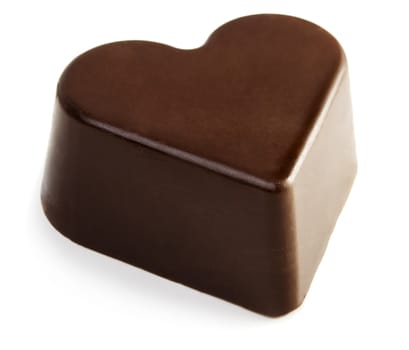 Chocolate valentine heart isolated on white background