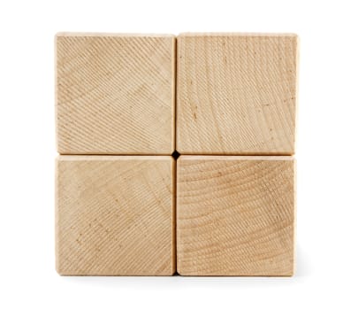 Wooden toy blocks isolated on white background