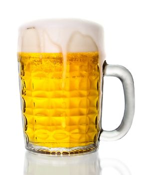 Beer in glass isolated on white background