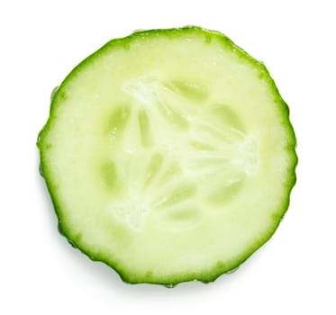 Slice of cucumber isolated on white background