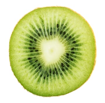 Fresh green kiwi slice isolated on white background