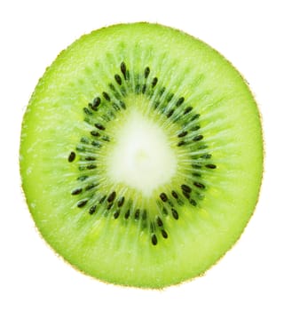 Fresh green kiwi slice isolated on white background